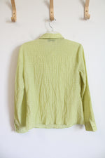 Topshop Yellow Green Long Sleeve Blouse | 8 (MED)