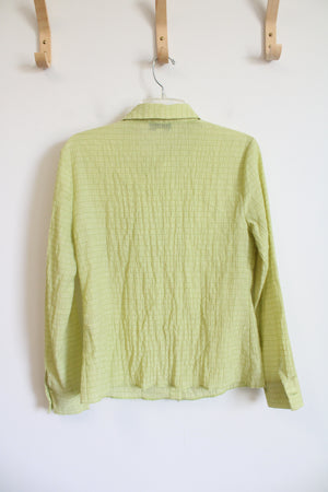 Topshop Yellow Green Long Sleeve Blouse | 8 (MED)