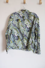 Chico's Green Purple Snakeskin Patterned Denim Jacket | 2 (L/12)