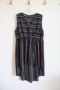 Torrid Black and Purple Striped Shirt Dress | 1 (LG)