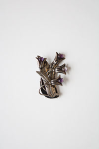 Taxco Mexico Amethyst Tulip Sterling Silver Pin