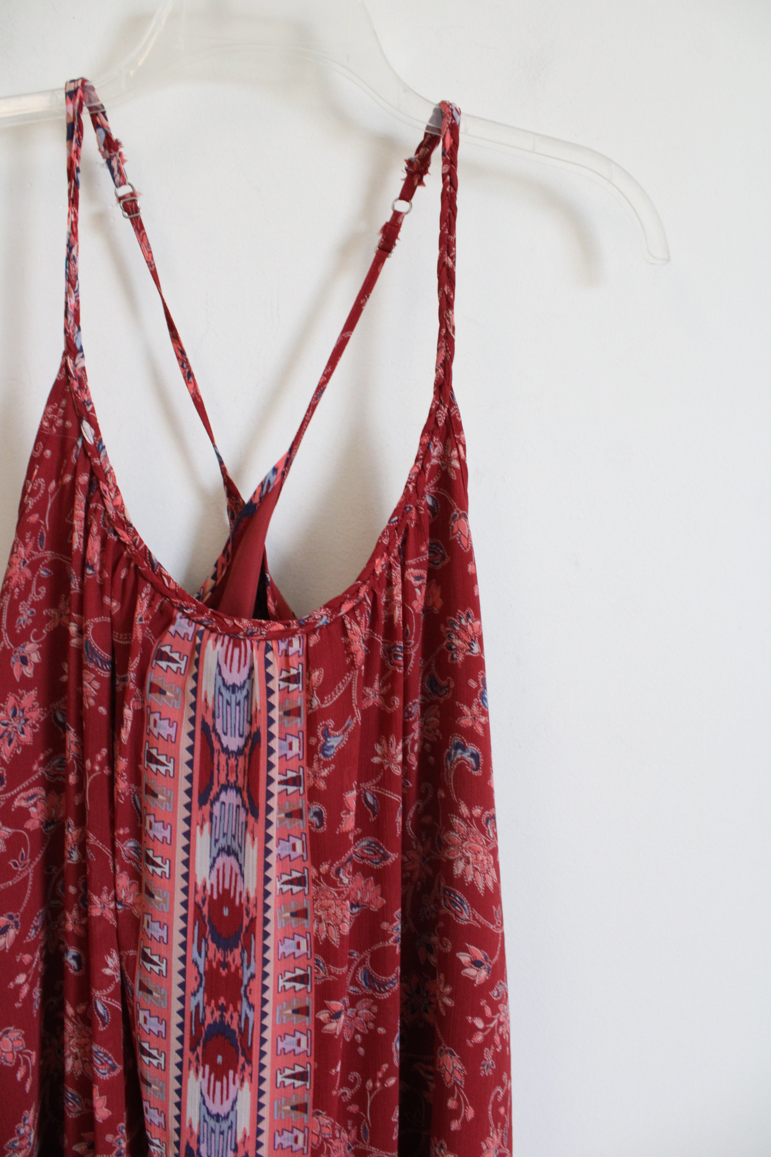 Hollister Red Patterned Spaghetti Strap Dress | M