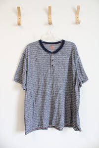 Northwest Territory Blue & White Striped Short Sleeved Henley Shirt | XXXL