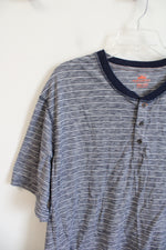 Northwest Territory Blue & White Striped Short Sleeved Henley Shirt | XXXL