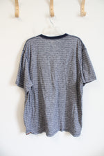 Northwest Territory Blue & White Striped Short Sleeved Henley Shirt | XXXL