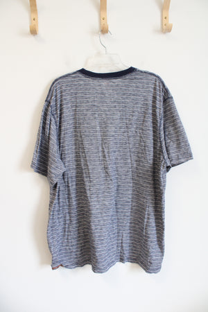 Northwest Territory Blue & White Striped Short Sleeved Henley Shirt | XXXL