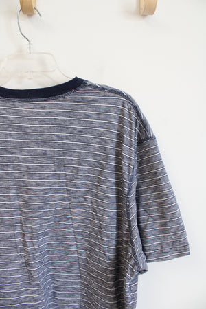 Northwest Territory Blue & White Striped Short Sleeved Henley Shirt | XXXL