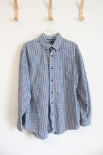 Arrow Blue & Gray Plaid Long Sleeved Button Down Shirt | L