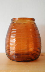 Ribbed Amber Glass Vase