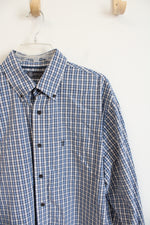 Arrow Blue & Gray Plaid Long Sleeved Button Down Shirt | L
