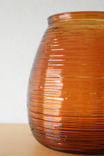 Ribbed Amber Glass Vase