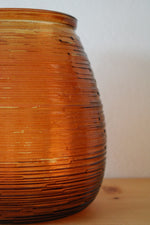 Ribbed Amber Glass Vase