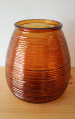 Ribbed Amber Glass Vase