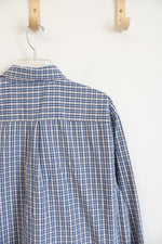 Arrow Blue & Gray Plaid Long Sleeved Button Down Shirt | L