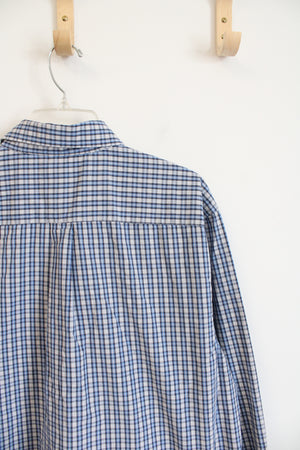 Arrow Blue & Gray Plaid Long Sleeved Button Down Shirt | L