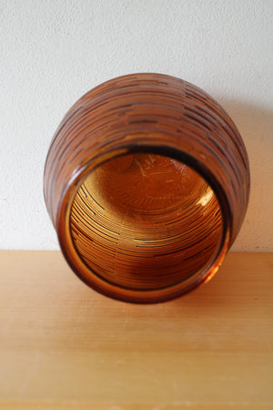 Ribbed Amber Glass Vase