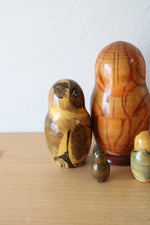 Wooden Painted Cats Russian Nesting Doll