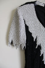 Vintage Scala Beaded Silk Gown Black White Dress