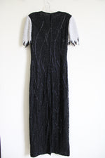 Vintage Scala Beaded Silk Gown Black White Dress