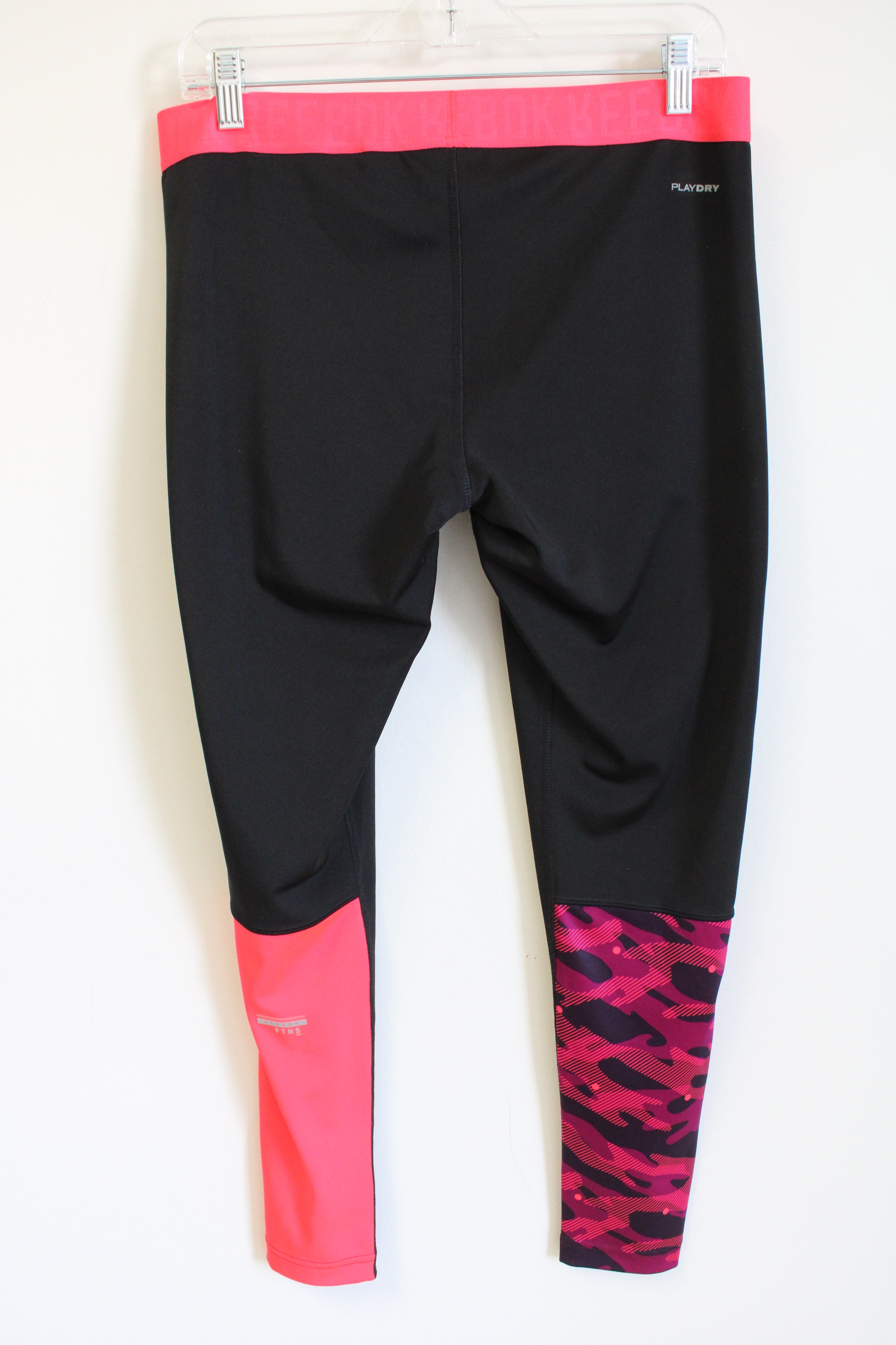 Reebok Black & Pink Athletic Leggings | L