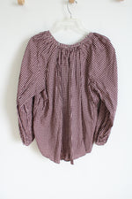 Aerie Burgundy Gingham Long sleeved Top | M