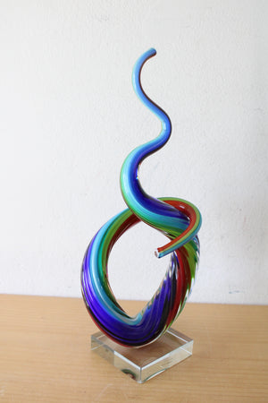 Murano Glassware Multi-Colored Swirl Sculpture