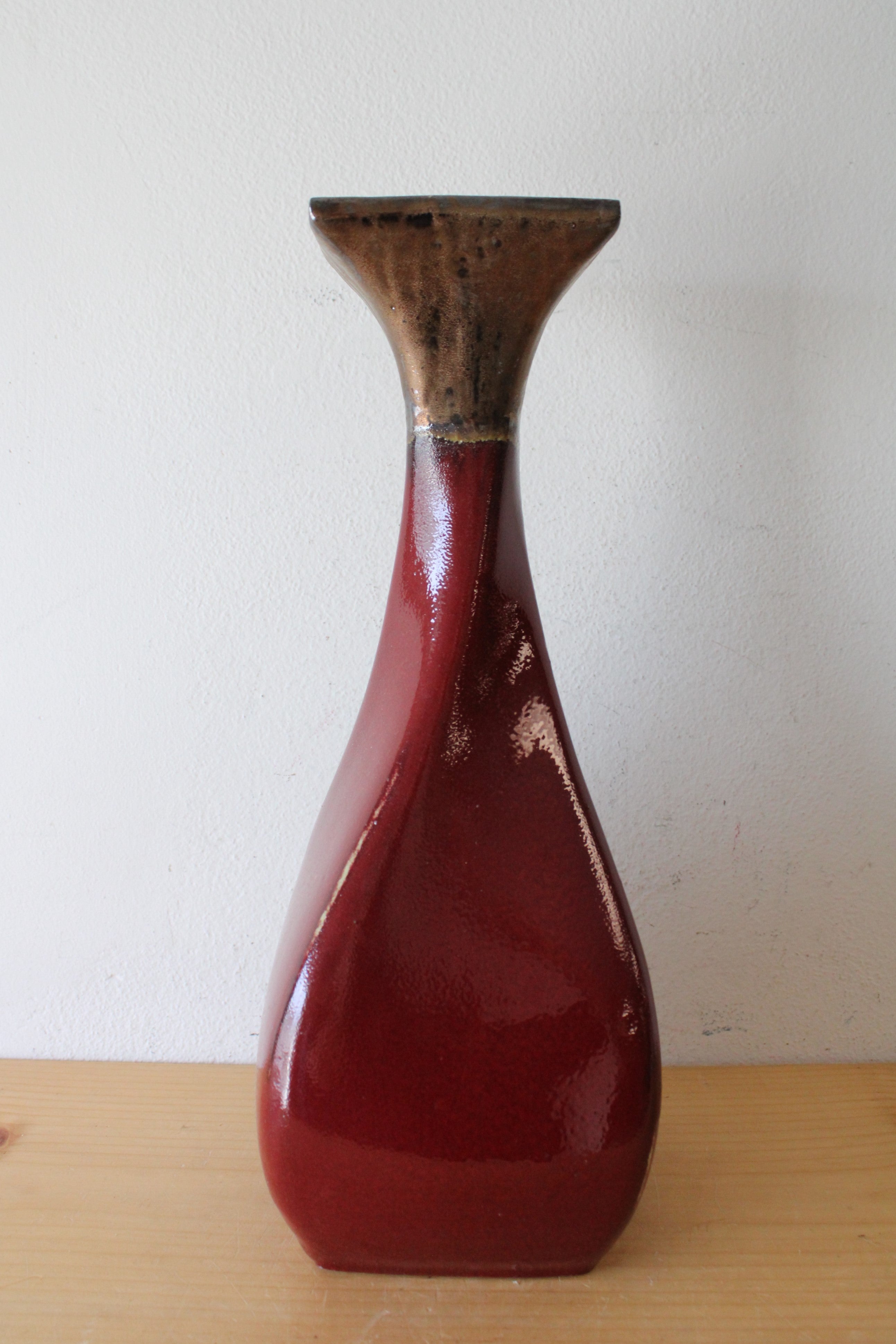 Red & Brown Twisted Ceramic Candle Holder