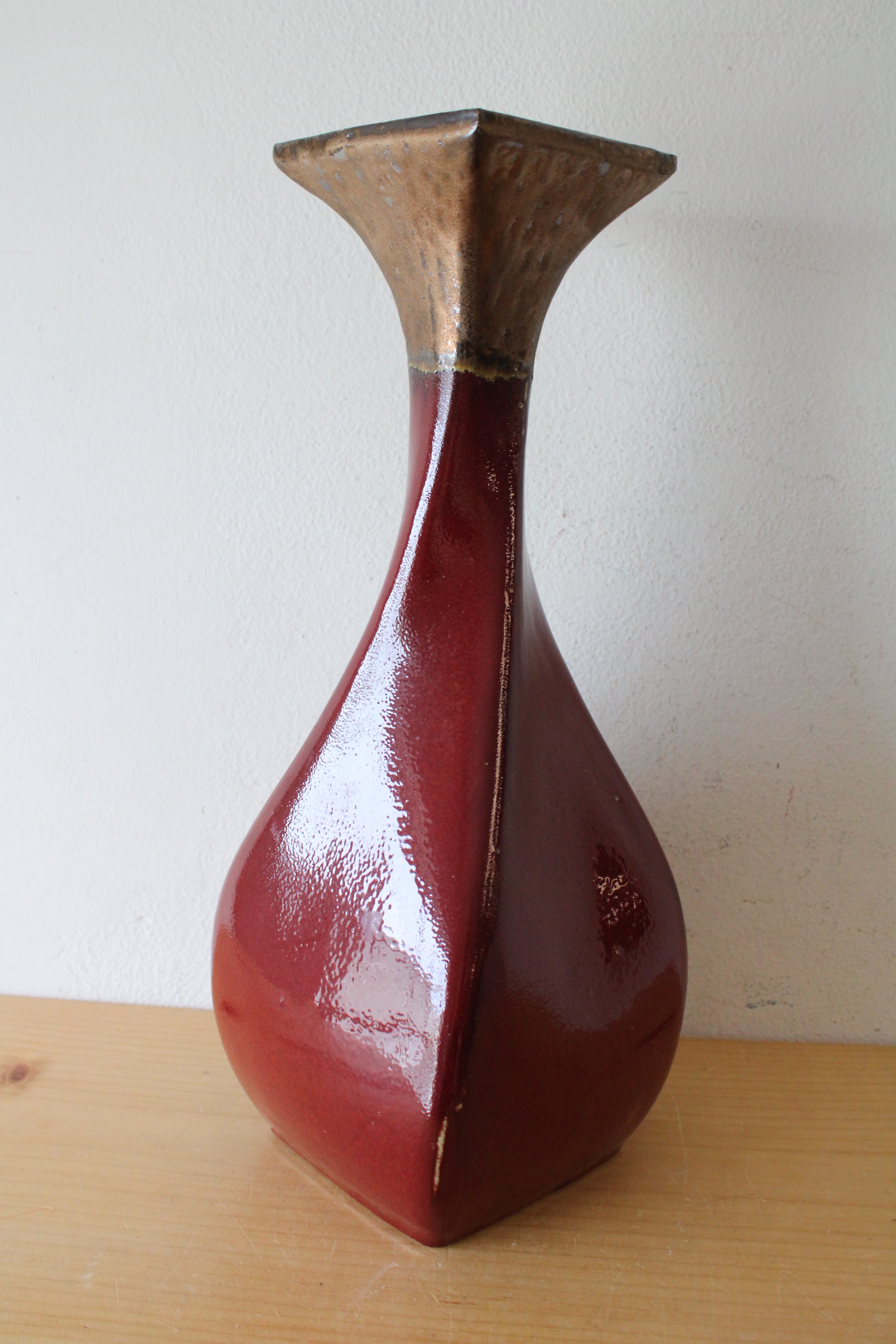 Red & Brown Twisted Ceramic Candle Holder