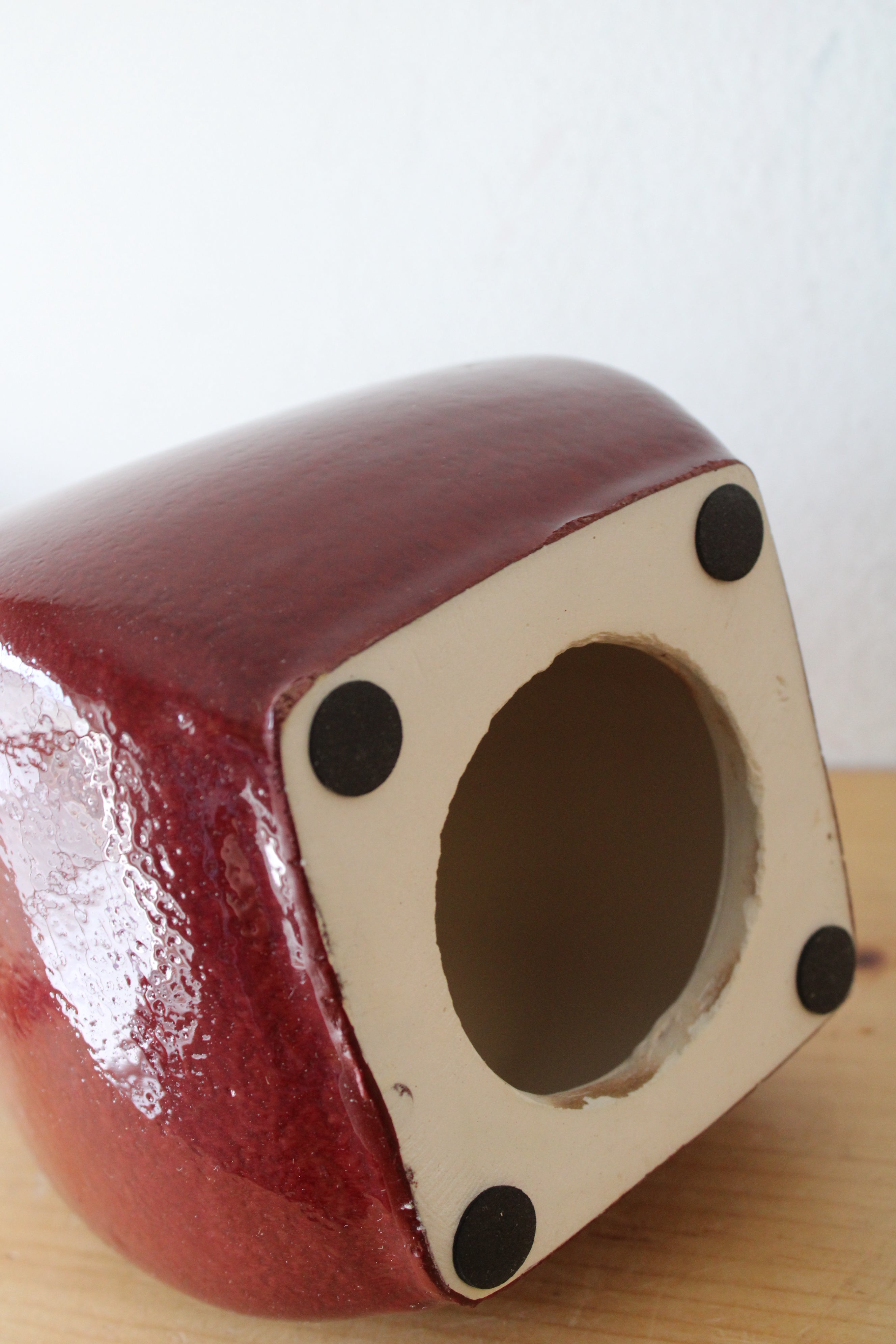 Red & Brown Twisted Ceramic Candle Holder