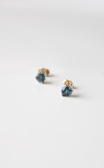 Blue Topaz Heart 10K Yellow Gold Stud Earrings