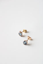 Blue Topaz Heart 10K Yellow Gold Stud Earrings