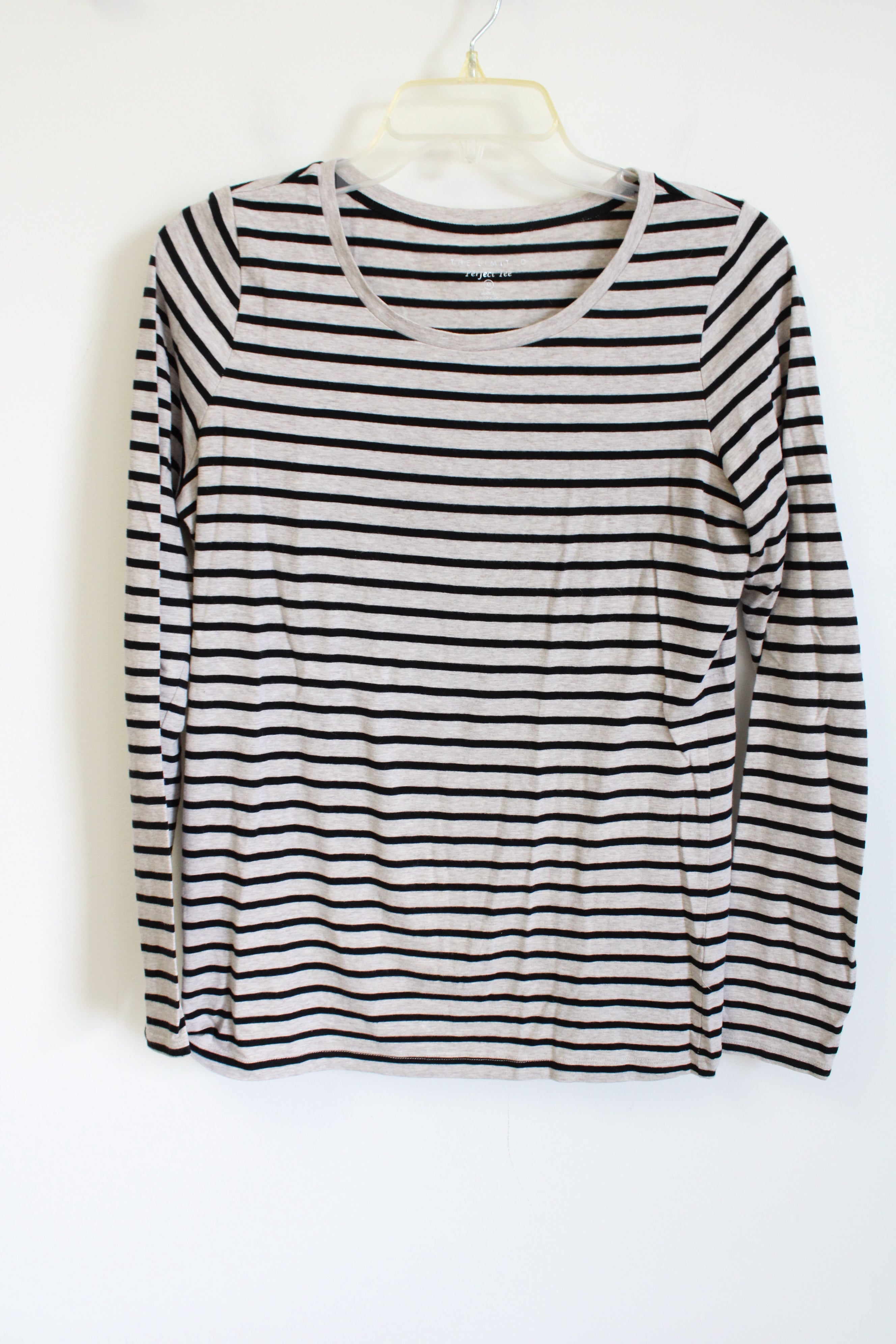 The Limited Perfect Tee Gray & Black Striped Long Sleeved Top | M
