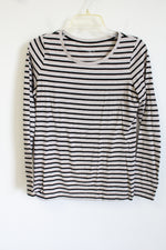The Limited Perfect Tee Gray & Black Striped Long Sleeved Top | M