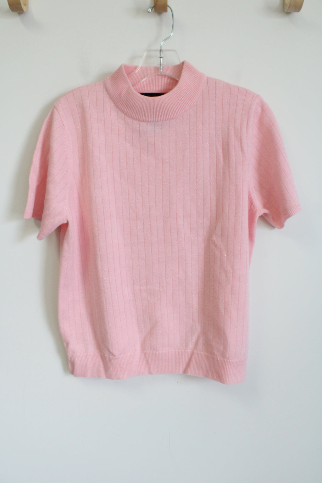 Sag Harbor Shiny Pink Mock Neck Sweater Top | S