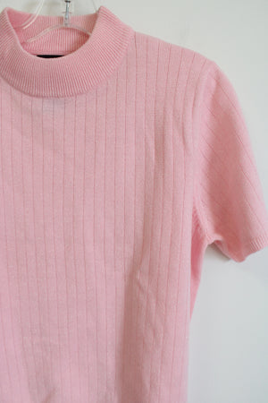 Sag Harbor Shiny Pink Mock Neck Sweater Top | S