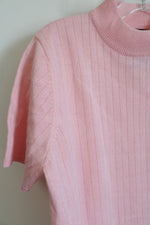 Sag Harbor Shiny Pink Mock Neck Sweater Top | S