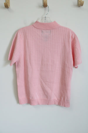 Sag Harbor Shiny Pink Mock Neck Sweater Top | S