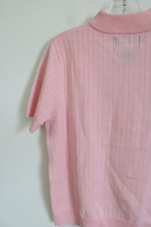 Sag Harbor Shiny Pink Mock Neck Sweater Top | S