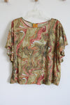 Ruby Rd. Green, Orange, & Red Patterned Top | XL