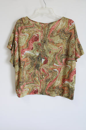Ruby Rd. Green, Orange, & Red Patterned Top | XL
