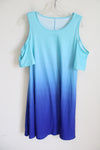 Blue Ombre Cold-Shoulder Dress | L