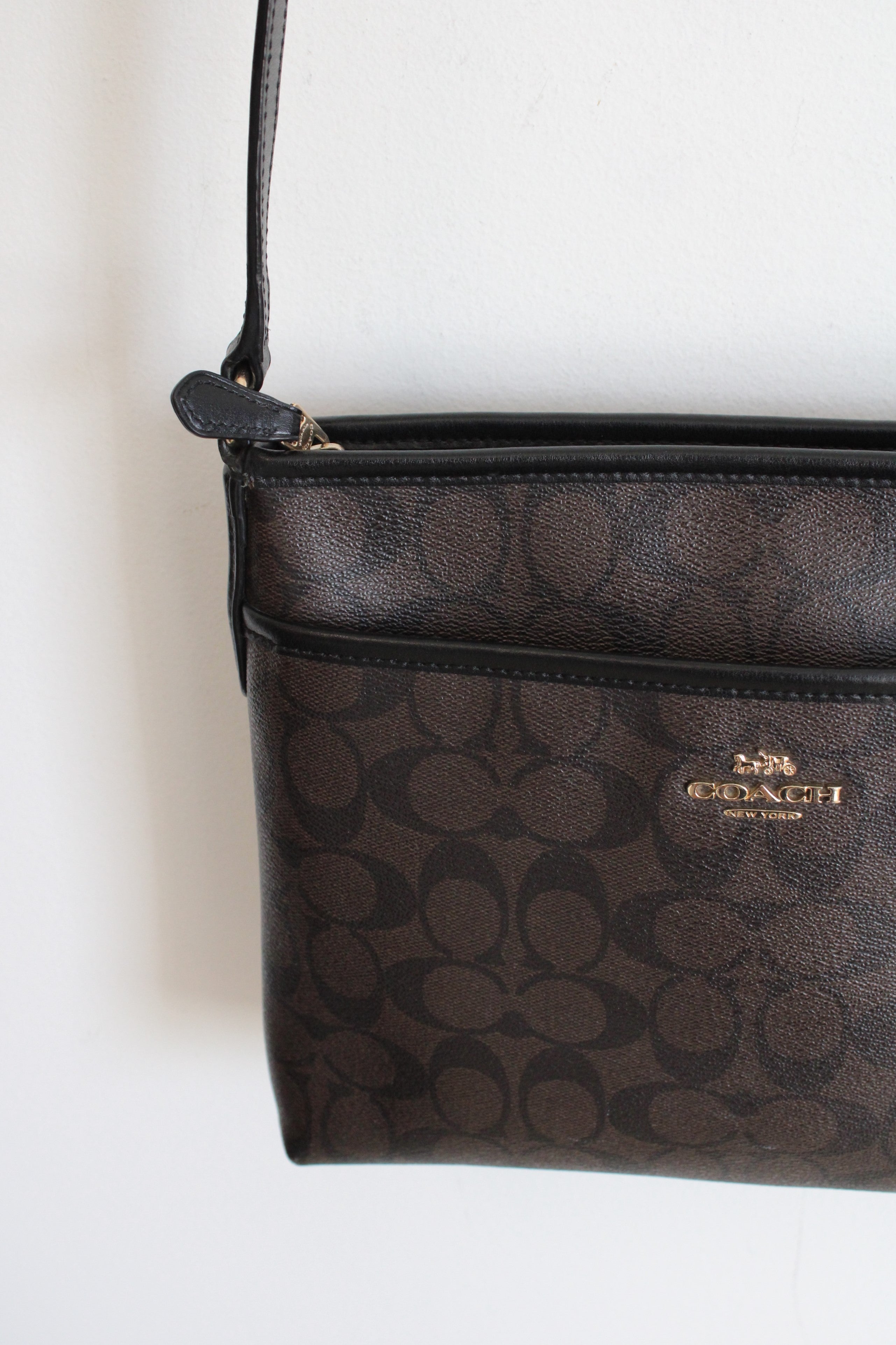 Coach Black & Brown Signature Crossbody Bag