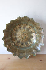 Azzurra Light Blue & Gold Medallion Patterned Bowl Dish | 11"