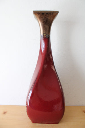 Red & Brown Twisted Tall Ceramic Candle Holder