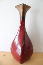 Red & Brown Twisted Tall Ceramic Candle Holder