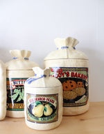 Vintage Hearth & Home Yellow Gingham Canister & Spoon Rest Set