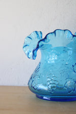 Kanawa Vintage Blue Hand Blown Glass Ruffle Rim Vase | 5"