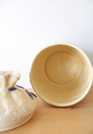 Vintage Hearth & Home Yellow Gingham Canister & Spoon Rest Set