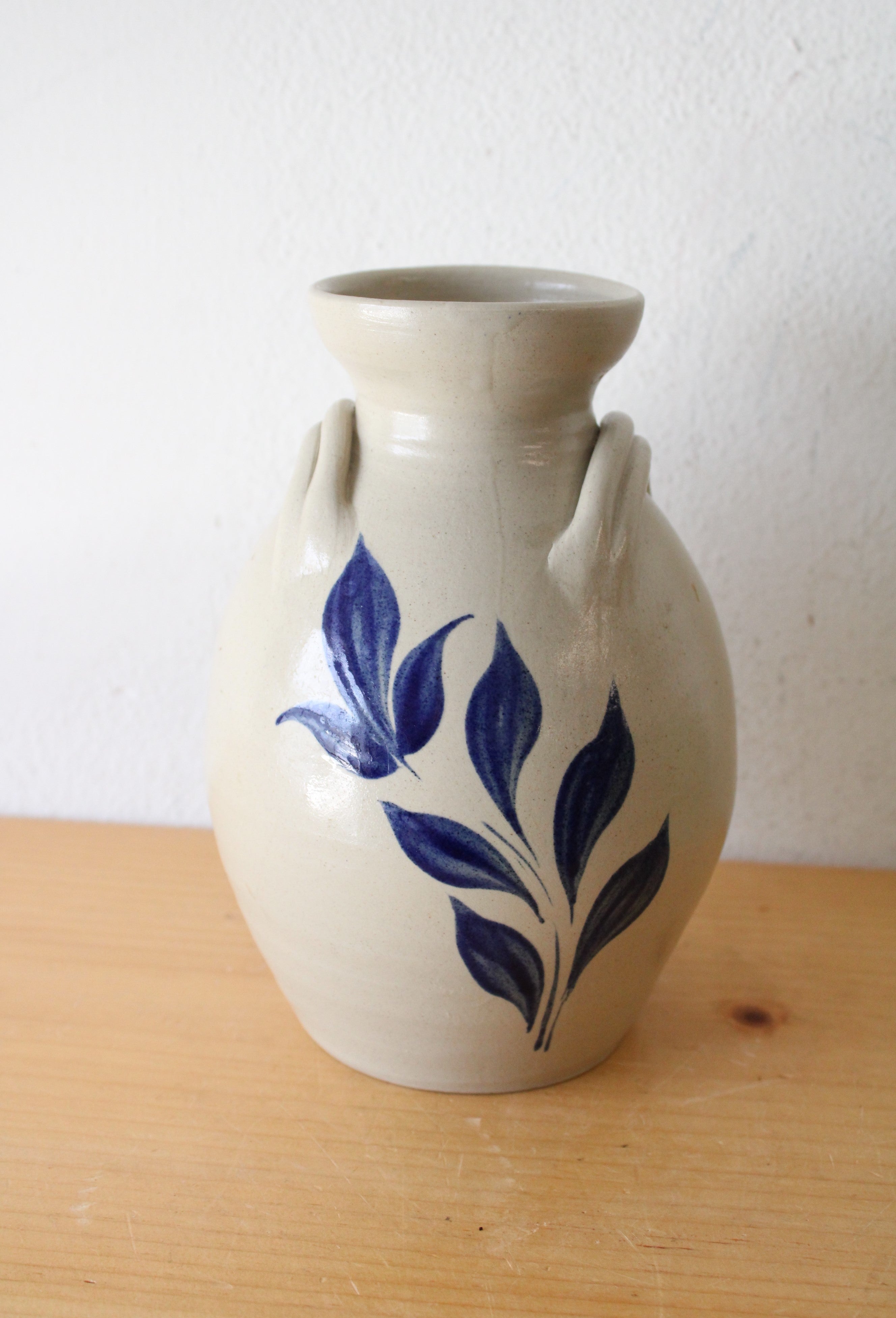 Colonial Williamsburg Pottery Cobalt Blue Leaf Vase