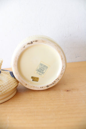 Vintage Hearth & Home Yellow Gingham Canister & Spoon Rest Set